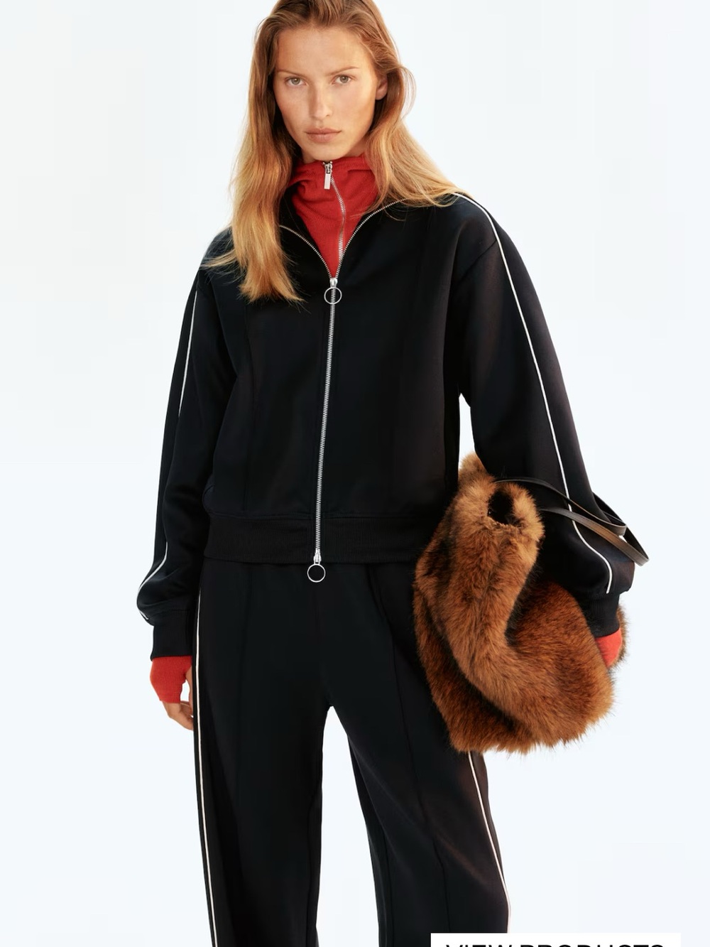 H&M limited edition collection dark navy blue Track Jacket with piping.